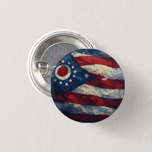Ohio State Flag Design | Buckeye State Pride Gift  Button (Vorne & Hinten)