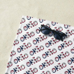 Ohio State Flag Typografy Pattern USA Strandtuch