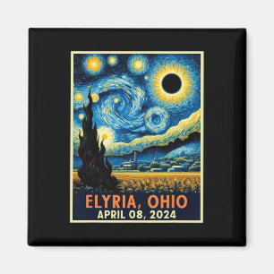 Ohio Total Solar Eclipse 2024 Starry Night Van Gog Magnet