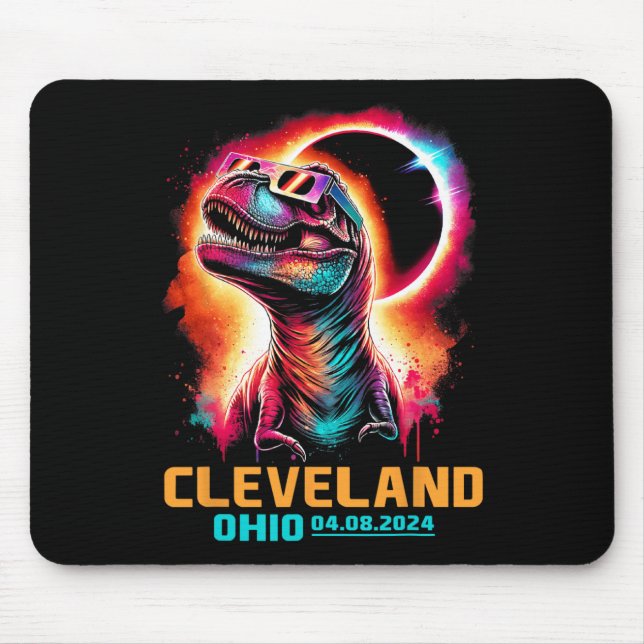Ohio Total Solar Eclipse 2024 T Rex Dinosaur Mousepad (Vorne)