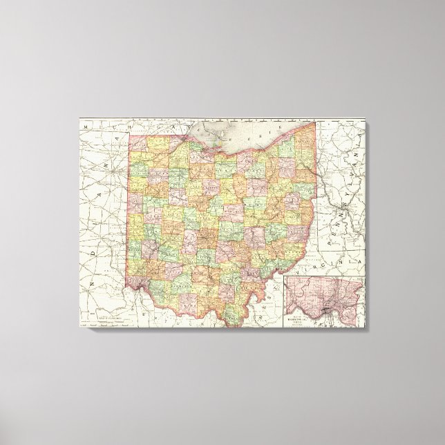 Ohio und Hamilton Landkreis Leinwanddruck (Vorderseite)