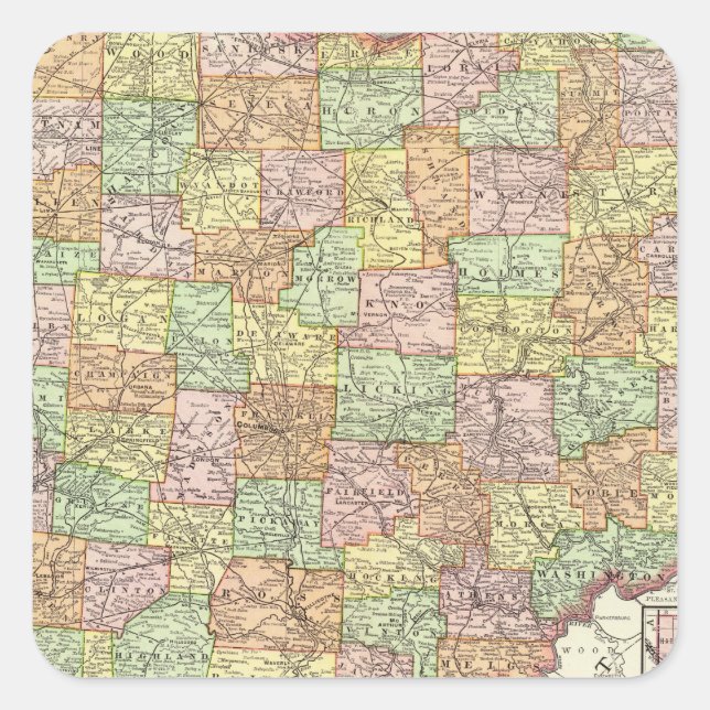 Ohio und Hamilton Landkreis Quadratischer Aufkleber (Vorderseite)