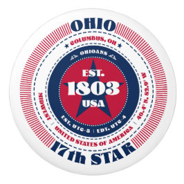 Ohio US Staat Red White Blue Typografy Keramikknauf