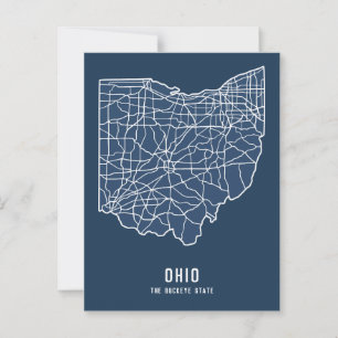 Ohio US Staat Road Map - Buckeye Staat Map Postkarte