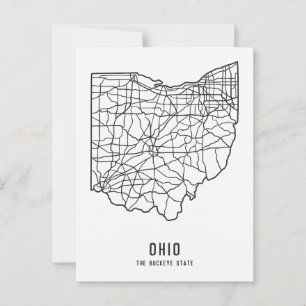 Ohio US-Staatenstraßenkarte - Buckeye-Staatskarte Postkarte