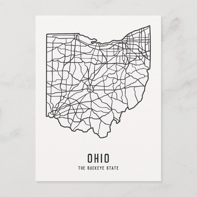 Ohio US-Staatenstraßenkarte - Buckeye-Staatskarte Postkarte (Vorderseite)