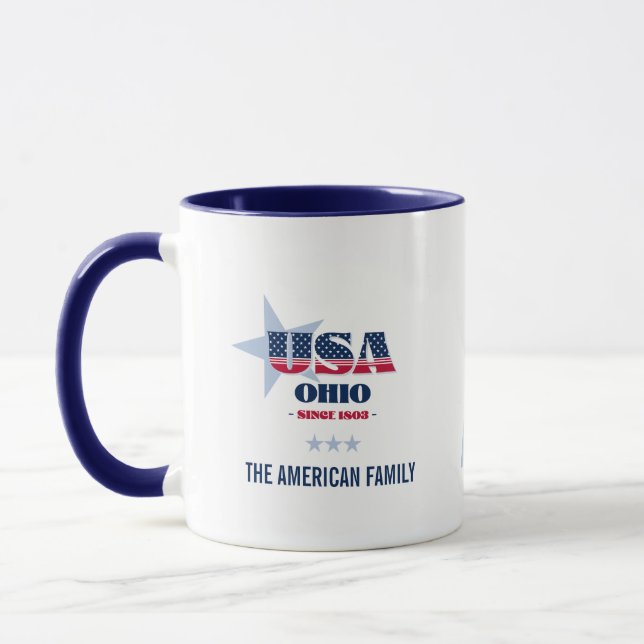 Ohio USA 1803 Blue Star Mug personnalisée (Gauche)