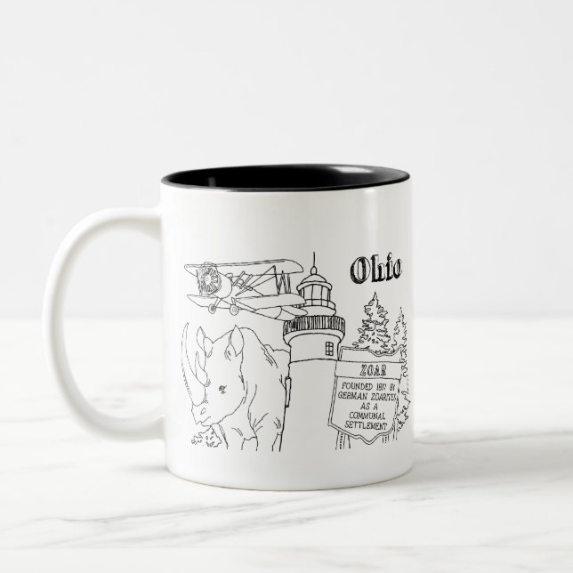 Ohio Vacation Zeichnend Urlaub Kunst, Dichtung und Zweifarbige Tasse (Links)