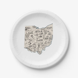Ohio Vintag Picture Map Paper Party Teller