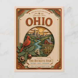 Ohio Vintage Paper Cut American Arcana Postkarte