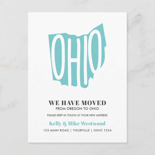 OHIO Wir haben neue Adresse Neue Zuhause Postkarte (Vorderseite)