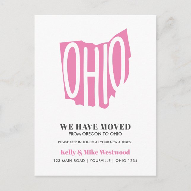 OHIO Wir haben neue Adresse Neue Zuhause verschobe Postkarte (Vorderseite)