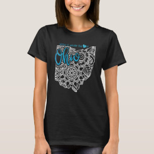Ohio Zuhause Staat Oh Mandala Map Usa America Us P T-Shirt