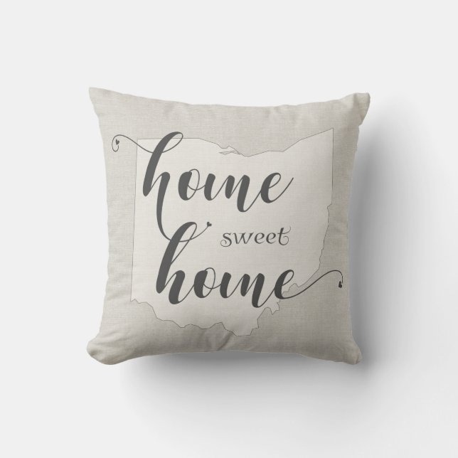 Ohio - Zuhause Sweet Zuhause burlap look Kissen (Vorderseite)