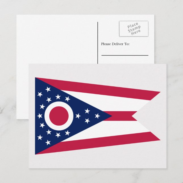 Ohioan Flag, Flagge von Ohio Postkarte (Vorne/Hinten)