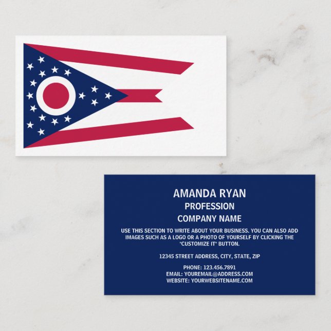 Ohioan Flag, Flagge von Ohio Visitenkarte (Vorne/Hinten)
