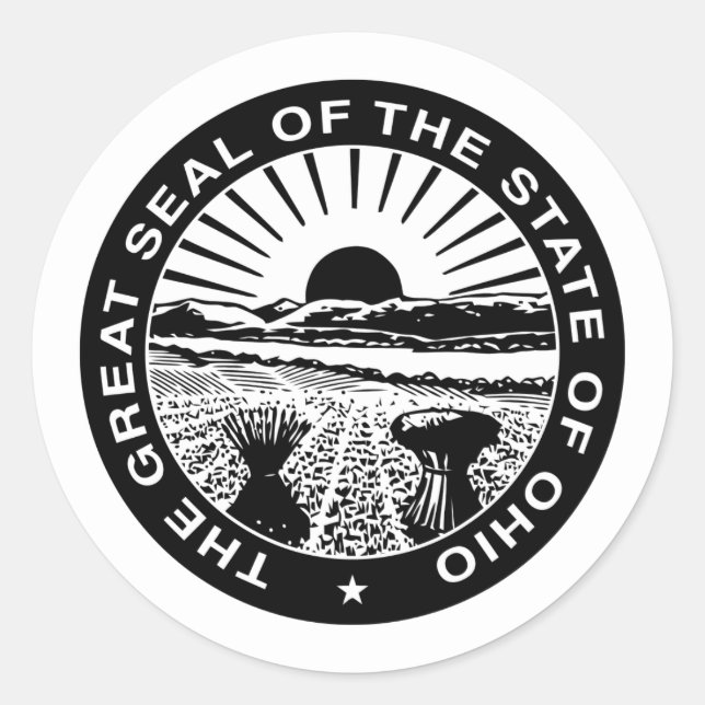 Ohioan-Siegel, Siegel des Ohio-Aufklebers Runder Aufkleber (Vorderseite)