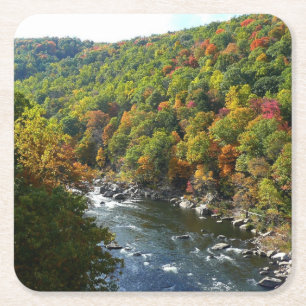 Ohiopyle Fluss im Herbst II Pennsylvania Herbst Rechteckiger Pappuntersetzer