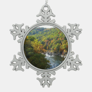 Ohiopyle Fluss im Herbst II Pennsylvania Herbst Schneeflocken Zinn-Ornament
