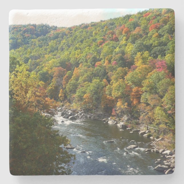Ohiopyle Fluss im Herbst II Pennsylvania Herbst Steinuntersetzer (Vorderseite)