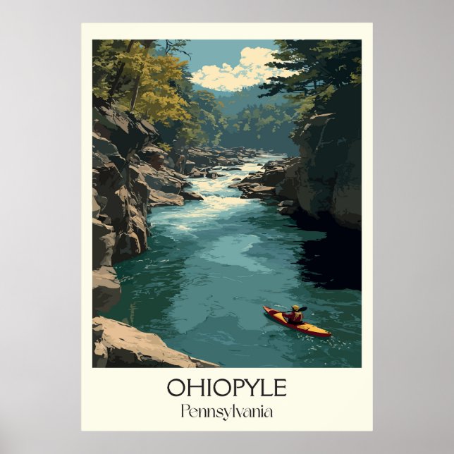 Ohiopyle Pennsylvania Vintager Whitewater River Ar Poster (Vorne)