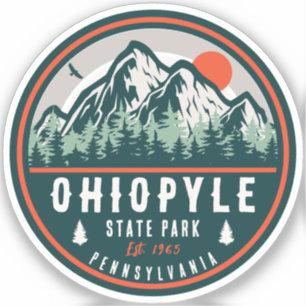 Ohiopyle Staat Park Penn Retro Sunset Abzeichen Aufkleber