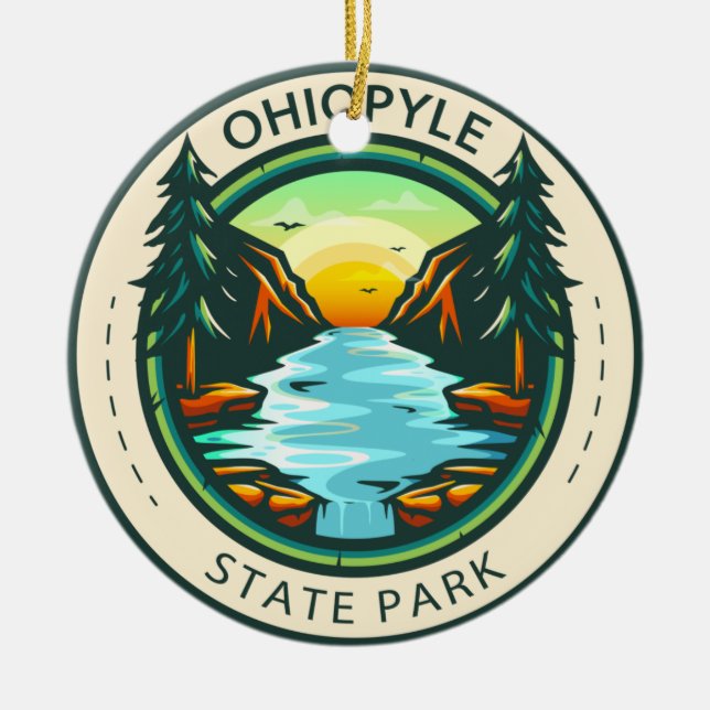 Ohiopyle Staat Park Pennsylvania Abzeichen Keramik Ornament (Vorne)