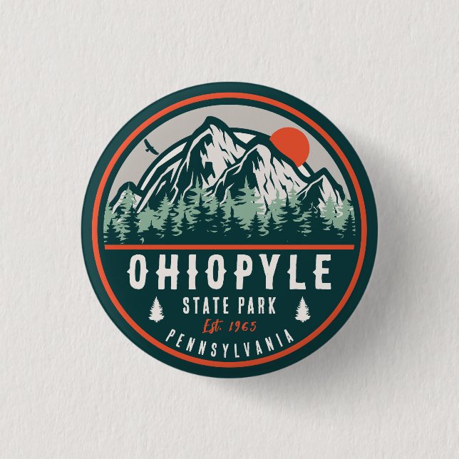 Ohiopyle Staat Park Pennsylvania Retro Sunset Button (Vorderseite)