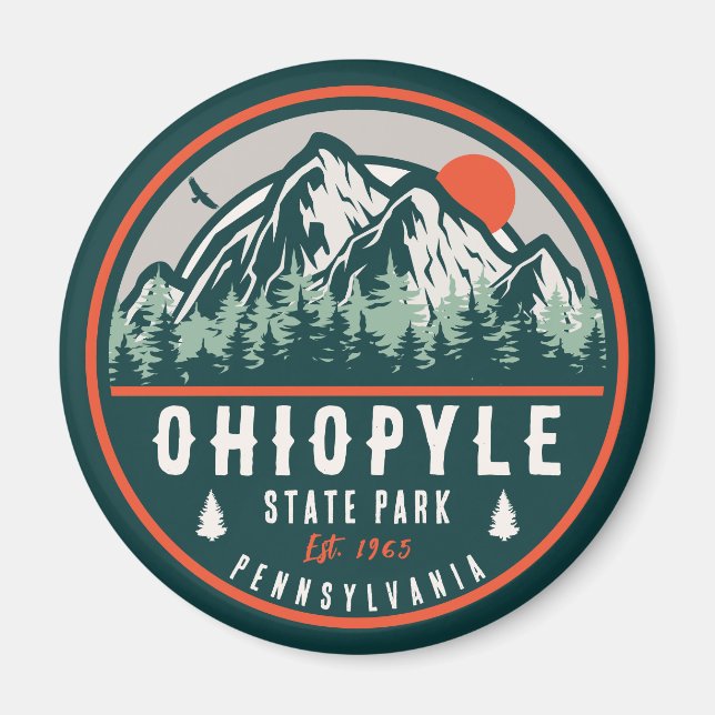 Ohiopyle Staat Park Pennsylvania Retro Sunset Magnet (Vorne)