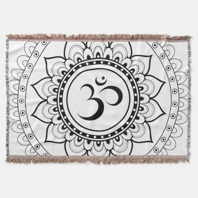 Ohm Mandala Om Mandala White & Black Decke (Vorderseite)
