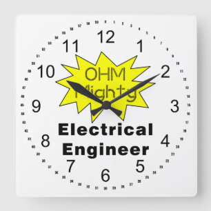 Ohm Mighty Electrical Engineer Quadratische Wanduhr