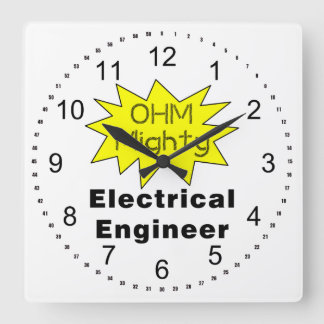 Ohm Mighty Electrical Engineer Quadratische Wanduhr