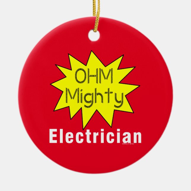 Ohm Mighty Electrician Keramik Ornament (Vorne)