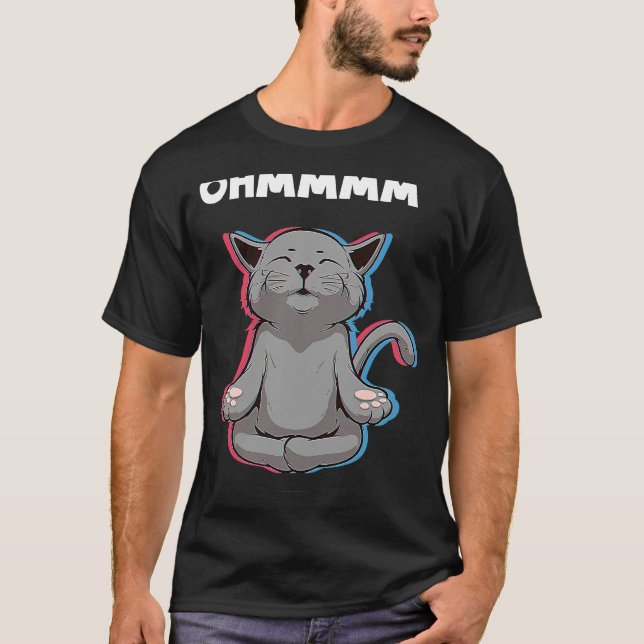 Ohmmm Yoga Cats Meditation Relaxation Om Namaste T-Shirt (Vorderseite)