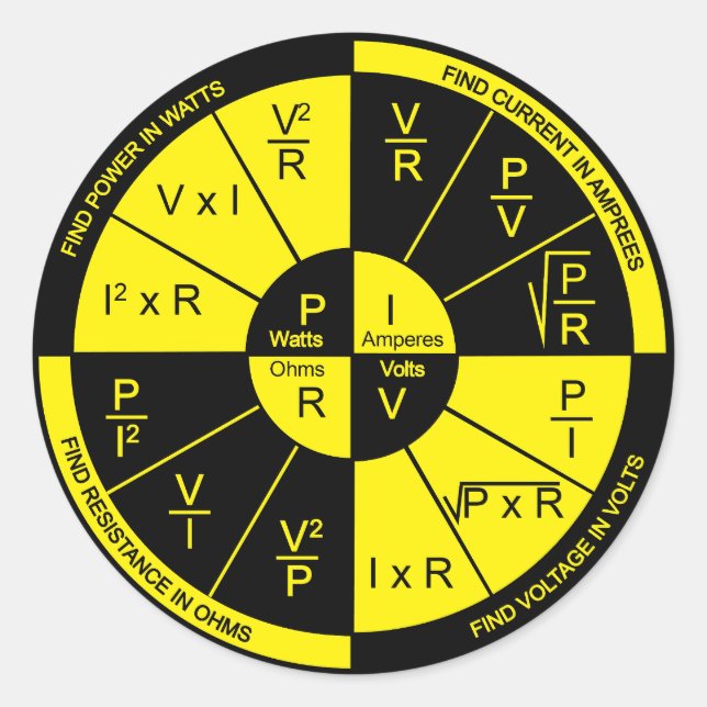 Ohm's Law - Schwarz und Gelb Runder Aufkleber (Vorderseite)