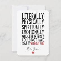 Ohne dich hätte es buchstäblich nicht geschafft