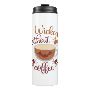Ohne Kaffee Spaß brauner Text Halloween Thermosbecher