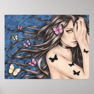 Ohne mein Träume Mädchen mit Schmetterlinge Poster