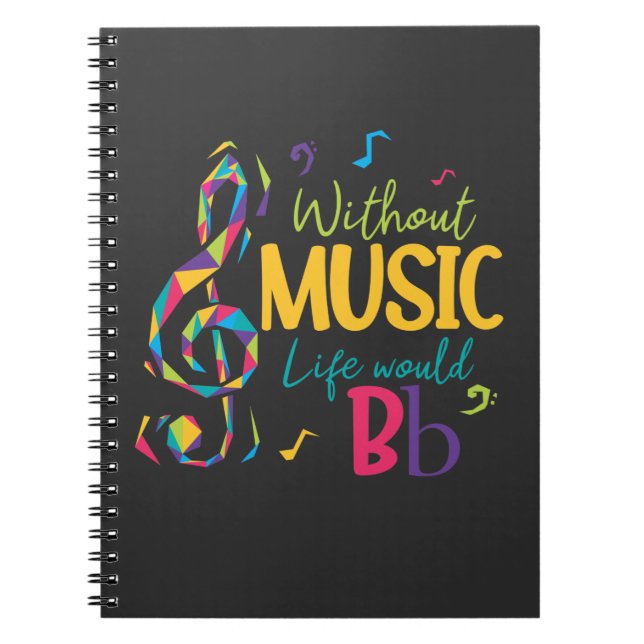 Ohne Musik wäre das Leben eine flache Clef-Musiksz Notizblock (Vorderseite)