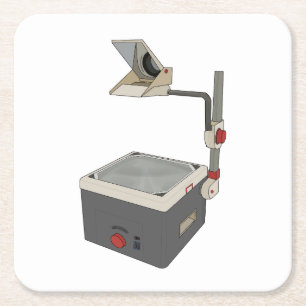 OHP 80er 90s Overhead Projektor Rechteckiger Pappuntersetzer