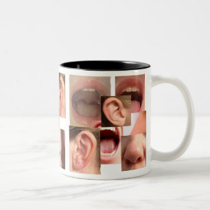 OHR-NASE UND KEHLE-TASSE ZWEIFARBIGE TASSE