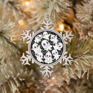 Ohren Schneeflocken Zinn-Ornament