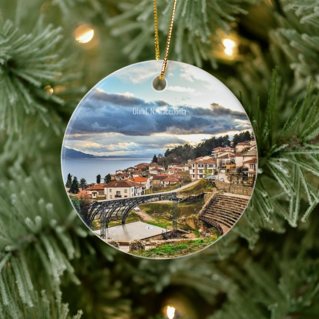 Ohrid, Mazedonien-Stadtbild Keramik Ornament (Baum)