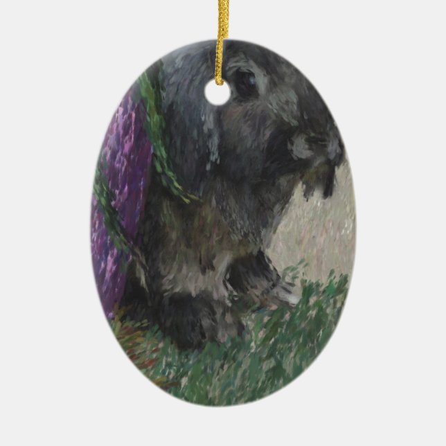Ohrige Kaninchenmalerei Schmierölniederdrucks Keramikornament (Vorne)