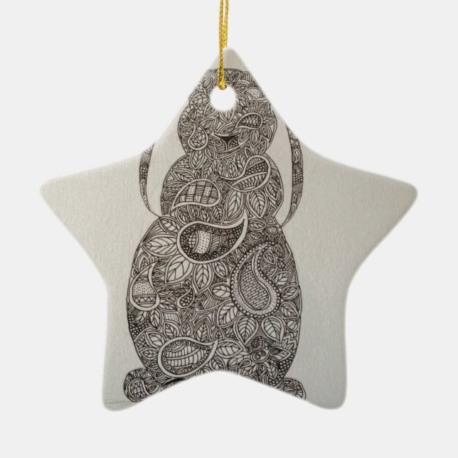 Ohriger Kaninchenentwurf Schmierölniederdrucks Keramik Ornament (Vorne)