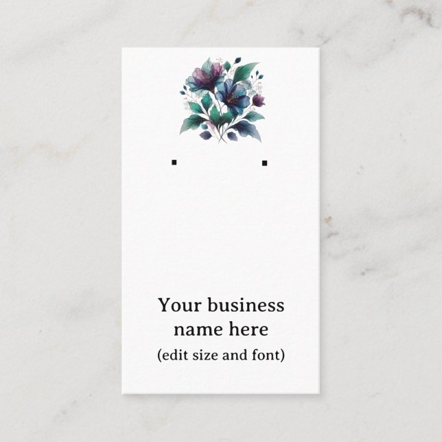 Ohrkarte mit hübscher, blauer abstrakter Blume. Visitenkarte (Vorderseite)