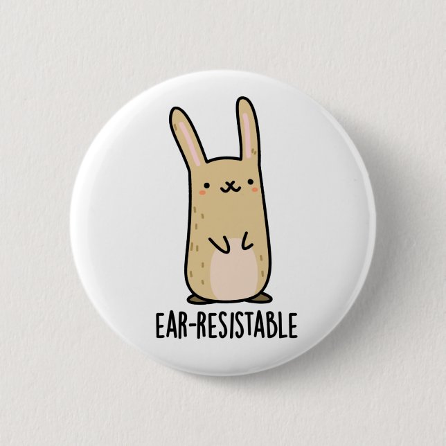 Ohrresistenter, sonniger Kaninchenpun Button (Vorderseite)