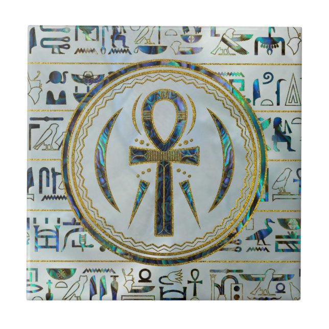 Ohrschnecken-Muschel-Ägypter Ankh Quersymbol Fliese (Vorderseite)