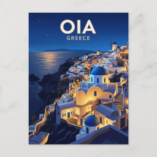 Oia bei Nacht Griechenland Postkarte