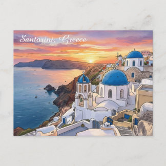 Oia Santorini Griechenland Sonnenuntergang Reise P Postkarte